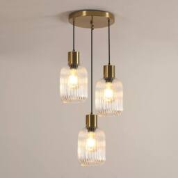 Pheashine Gold Pendant Light, Glass Shade, Adjustable 1.5m Cord, E27 (Bulb Not)