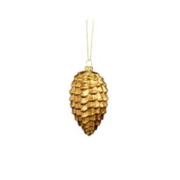 Melody Maison Set Of 2 Gold Glitter Pine Cone Hanging Decoration 12cm