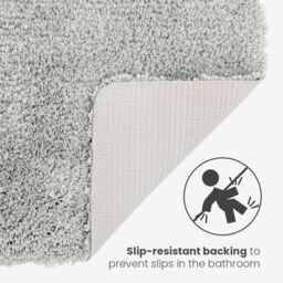 Allure Bath Fashions Shaggy Microfibre Non Slip Bath Mat 40 x 60cm in Light Grey - Size: 40 x 60 cm - thumbnail 4