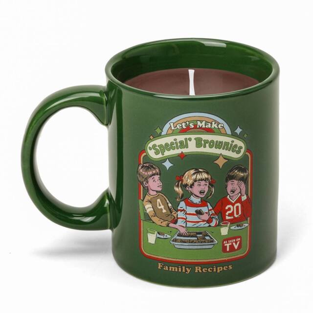 Steven Rhodes Lets Make Special Brownies Green Mug Candle with Brownie Scent - Size: Medium - image 1
