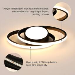 Goeco Ceiling Light LED Dimmable, Black, Round, 39W Modern LED Ceiling Light in Black - thumbnail 8