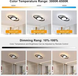 Goeco Ceiling Light LED Dimmable, Black, Round, 39W Modern LED Ceiling Light in Black - thumbnail 6