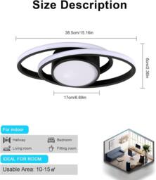 Goeco Ceiling Light LED Dimmable, Black, Round, 39W Modern LED Ceiling Light in Black - thumbnail 5