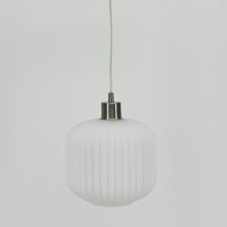 First Choice Lighting Bento - White Ribbed Glass with Satin Nickel Pendant Fitting - thumbnail 5