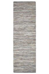 Homescapes Denver Leather Woven Hall Runner, 66 x 200 cm in Grey - Size: 66 cm x 200 cm - thumbnail 2