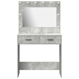 Berkfield Home Dressing Table with LED Lights¬†Concrete Grey 78, 5x41x135 cm in Light Grey - Size: 5 x 41 x 135 cm - thumbnail 5