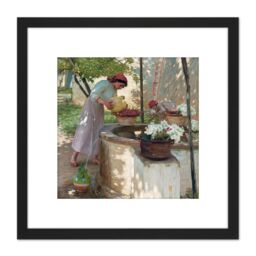 Artery8 La Thangue Winter Liguria Painting 8X8 Inch Square Wooden Framed Wall Art Print Picture with Mount in Black - thumbnail 1