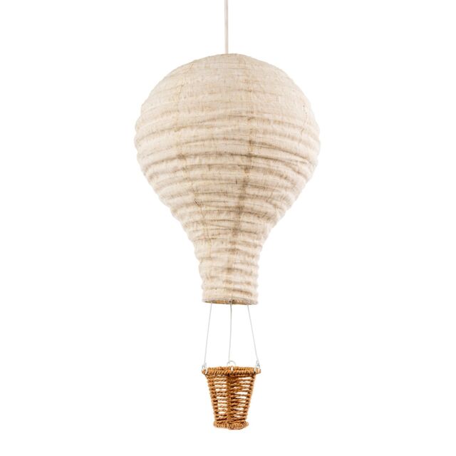 Happy Homewares Modern Hot Air Balloon Oatmeal Linen Easy Fit Pendant Lighting Shade in Brown - image 1