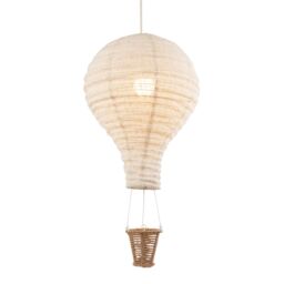 Happy Homewares Modern Hot Air Balloon Oatmeal Linen Easy Fit Pendant Lighting Shade in Brown - thumbnail 2
