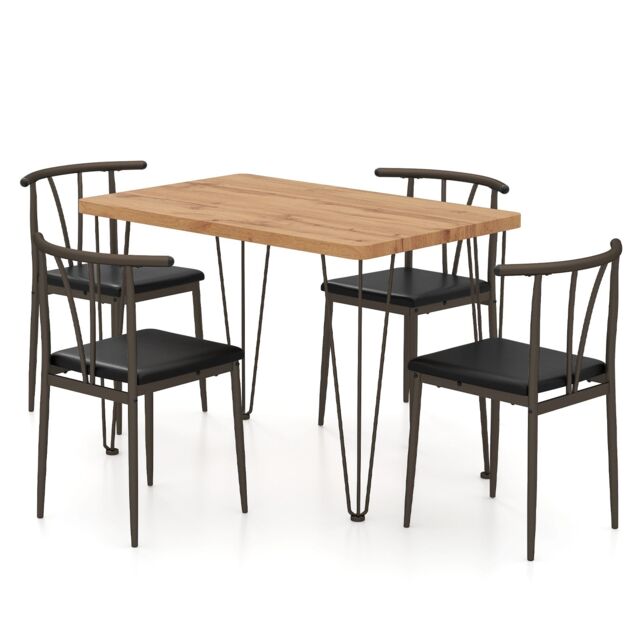 Costway 5-Piece Dining Table Set Industrial Rectangular Kitchen Table in Light Oak - image 1
