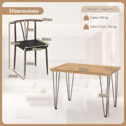 Costway 5-Piece Dining Table Set Industrial Rectangular Kitchen Table in Light Oak - thumbnail 2