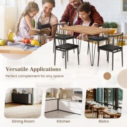 Costway 5-Piece Dining Table Set Industrial Rectangular Kitchen Table in Light Oak - thumbnail 9