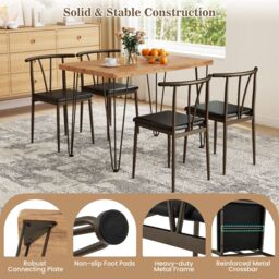 Costway 5-Piece Dining Table Set Industrial Rectangular Kitchen Table in Light Oak - thumbnail 5