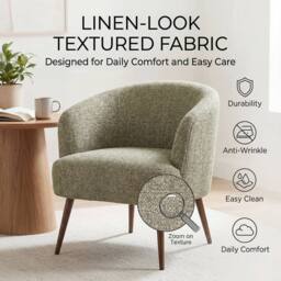 SONARA Mid Century Curved Barrel Accent Chair Soft Upholstered Tub Armchair in Green - thumbnail 5