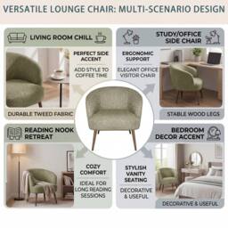 SONARA Mid Century Curved Barrel Accent Chair Soft Upholstered Tub Armchair in Green - thumbnail 7