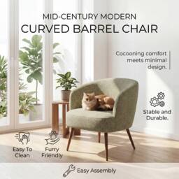 SONARA Mid Century Curved Barrel Accent Chair Soft Upholstered Tub Armchair in Green - thumbnail 3