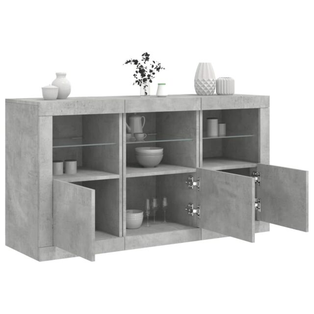 Berkfield Home Sideboard with LED Lights Concrete Grey 123x37x67 cm - Size: 123 x 37 x 67 cm - image 1