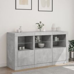 Berkfield Home Sideboard with LED Lights Concrete Grey 123x37x67 cm - Size: 123 x 37 x 67 cm - thumbnail 3
