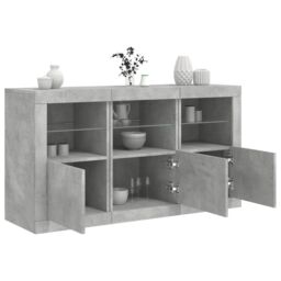 Berkfield Home Sideboard with LED Lights Concrete Grey 123x37x67 cm - Size: 123 x 37 x 67 cm