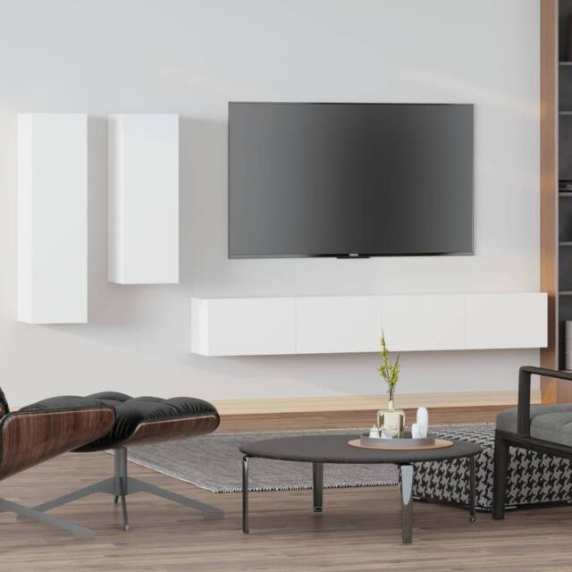 Berkfield Home 4 Piece TV Cabinet Set White Engineered Wood - image 1