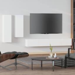 Berkfield Home 4 Piece TV Cabinet Set White Engineered Wood - thumbnail 1