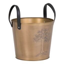 Charles Bentley Mulberry Small Antique Gold Coloured Leather Handled Log Bucket 35cm - thumbnail 5