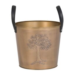 Charles Bentley Mulberry Small Antique Gold Coloured Leather Handled Log Bucket 35cm - thumbnail 6