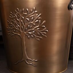 Charles Bentley Mulberry Small Antique Gold Coloured Leather Handled Log Bucket 35cm - thumbnail 2