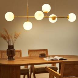 Wyld and Coco Six-Glass Globe Pendant Light Gold - Dining Room Ceiling Light - thumbnail 1