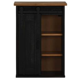 Berkfield Home Hanging Cabinet HALDEN with Sliding Door Black 49x22.5x70 cm Pine