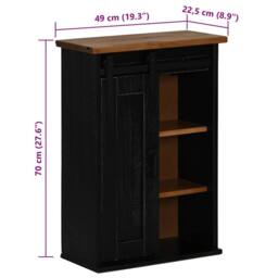 Berkfield Home Hanging Cabinet HALDEN with Sliding Door Black 49x22.5x70 cm Pine - thumbnail 7