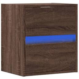 Berkfield Home TV Wall Cabinet with LED Lights Brown Oak 41x31x45 cm - Size: 41 x 31 x 45 cm - thumbnail 3