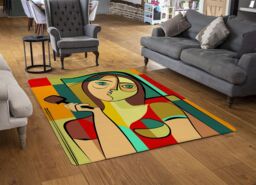 Benjamin Tate Design Woman With Chocolate In Hand Designer Rug in Natural - Size: Large - thumbnail 2