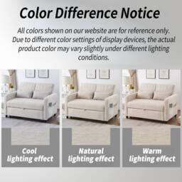 BTM 2 Seater Sofa Bed Pull Out Adjustable Backrest Convertible Sofa in Beige - thumbnail 4
