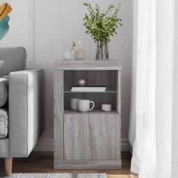Berkfield Home Side Cabinet with LED Lights Grey Sonoma Engineered Wood - thumbnail 3