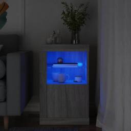 Berkfield Home Side Cabinet with LED Lights Grey Sonoma Engineered Wood - thumbnail 2