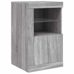 Berkfield Home Side Cabinet with LED Lights Grey Sonoma Engineered Wood - thumbnail 1