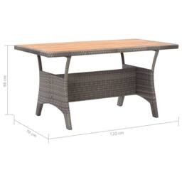 Berkfield Home Garden Table Grey 120x70x66 cm Solid Acacia Wood - Size: 120 x 70 x 66 cm - thumbnail 6