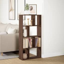 Berkfield Home Durable Bookcase Brown Oak 60x20x120 cm Engineered Wood - Size: 60 x 20 x 120 cm - thumbnail 4