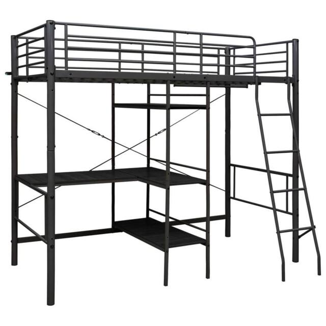 Berkfield Home Bunk Bed with Table Frame Black Metal 90x200 cm - image 1