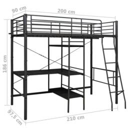 Berkfield Home Bunk Bed with Table Frame Black Metal 90x200 cm - thumbnail 7