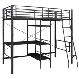 Berkfield Home Bunk Bed with Table Frame Black Metal 90x200 cm