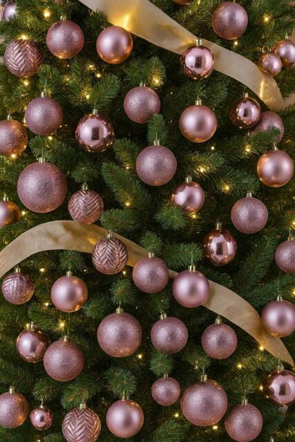 Neo Set of 36 Christmas Tree Ornaments Baubles Set in Dusty Pink - image 1