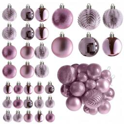 Neo Set of 36 Christmas Tree Ornaments Baubles Set in Dusty Pink - thumbnail 6