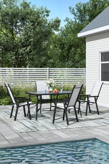 Garden Sanctuary 4-Seater Patio Tempered Glass Garden Coffee Table & Chairs Set in Black