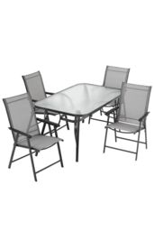 Garden Sanctuary 4-Seater Patio Tempered Glass Garden Coffee Table & Chairs Set in Black - thumbnail 4