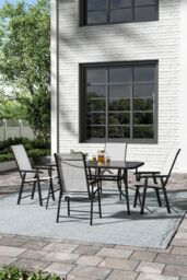 Garden Sanctuary 4-Seater Patio Tempered Glass Garden Coffee Table & Chairs Set in Black - thumbnail 2