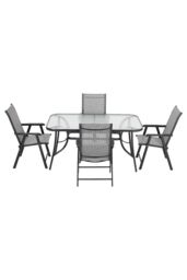 Garden Sanctuary 4-Seater Patio Tempered Glass Garden Coffee Table & Chairs Set in Black - thumbnail 3