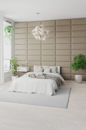 Aspire EasyMount Wall Mounted Upholstered Panels, Modular DIY Headboard in Eire Linen Fabric (Pack of 8) in Natural - thumbnail 2