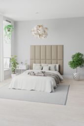 Aspire EasyMount Wall Mounted Upholstered Panels, Modular DIY Headboard in Eire Linen Fabric (Pack of 8) in Natural
